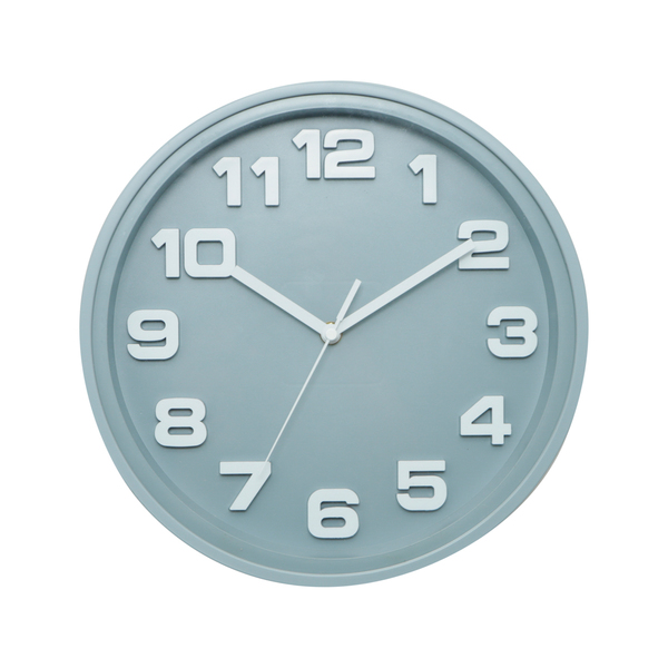 Relogio Parede Plastico Thick Numbers Cinza 30x5x30cm