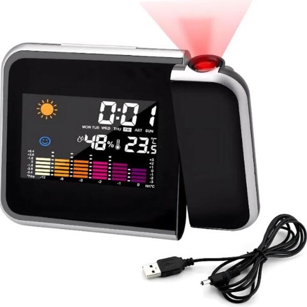 Relogio Projetor Despertador Led Digital Hora Temperatura Est