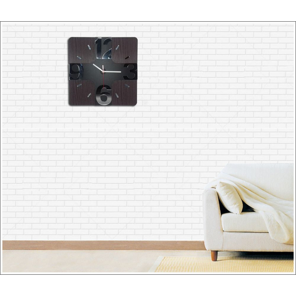 Relógio Sem Barulho Em Mdf E Números 3d Em Espelhos