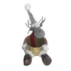 Rena Decorativa Chifre Graveto Com Cesto Em Palha 22cm Enfeit