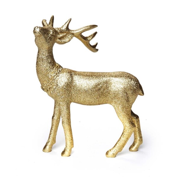 Rena Em Resina Decoração Natal 18 Cm 1 Unidade Cor Dourado