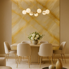 Revestimento Marmorizado Brilhante Ônix Gold Retroiluminado 122x244cm Mármore Fácil by Cantinho da Aline