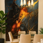 Revestimento Marmorizado Brilhante Volcanic Retroiluminado 122x244cm Mármore Fácil by Cantinho da Aline