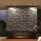 Revestimento de Parede Externo Pedra Granilhado 0,56x113cm Borda Reta Rock Face Pompeia Savane