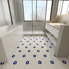 Revestimento Natural Ecologic Hexagon Flor Branco e Azul Matte Borda Arredondada 4,2x4,8cm Van Gogh