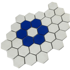 Revestimento Natural Ecologic Hexagon Flor Branco e Azul Matte Borda Arredondada 4,2x4,8cm Van Gogh