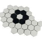 Revestimento Natural Ecologic Hexagon Flor Branco e Preto Matte Borda Arredondada 2,5x15cm Van Gogh