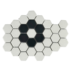 Revestimento Natural Ecologic Hexagon Flor Branco e Preto Matte Borda Arredondada 2,5x15cm Van Gogh