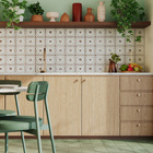 Revestimento Externo Decorado Granilhado 20,2x20,2cm Borda Arredondada Afago Pássaro Terracota Artens