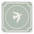 Revestimento Externo Decorado Granilhado 20,2x20,2cm Borda Arredondada Afago Pássaro Verde Artens