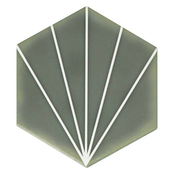 Revestimento Externo Esmaltado Hexagonal Borda Arredondada Verde 17x19,6cm Gabriella