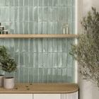 Revestimento Interno Monocolor Verde Brilhante Borda Arredondada 7X24,4cm Vivant Vert Portobello