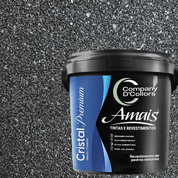 Revestimento Textura Pedras Naturais - Preto 23kg Cristal Ama