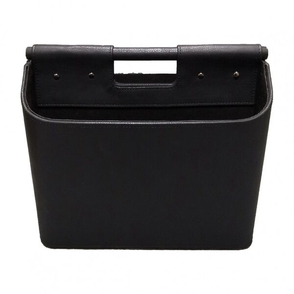 Revisteiro 2 Compartimentos Em Couro Preto 36x28,5x17cm Btc