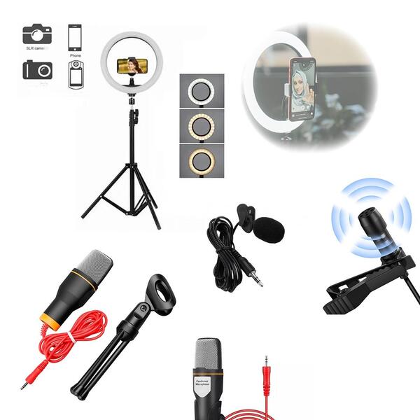 Ring Light 12" Com Suporte Para Celular + Tripé De 1,5m + Lap