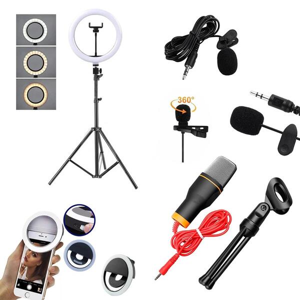 Ring Light 12" Com Tripé De 1,5 M + Lapela + Mini Ring Light