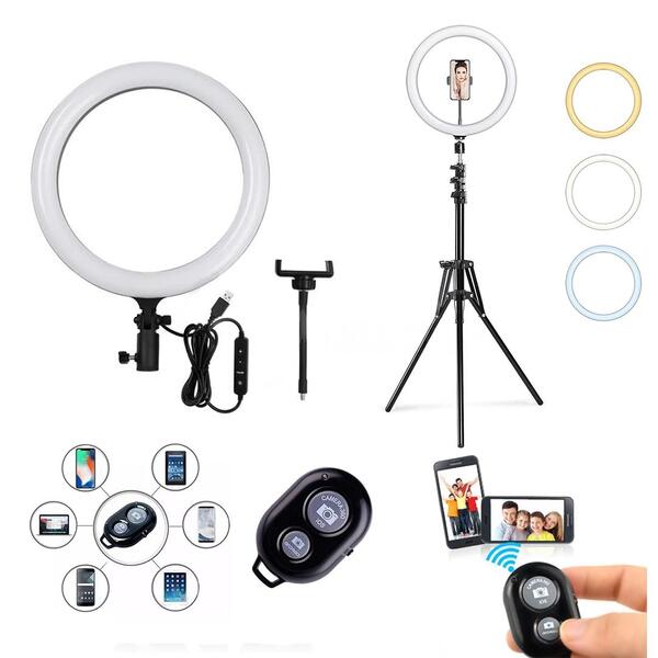 Ring Light 12 Polegadas Com 3 Tonalidades De Cores + Tripe De
