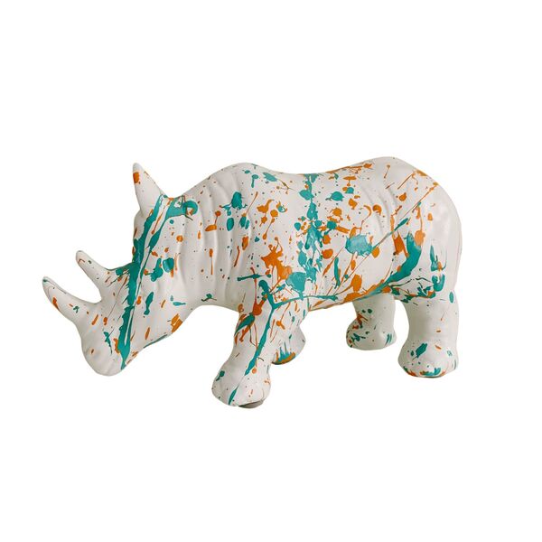 Rinoceronte Estatueta Estatua Decorativa Branco Abstrato Escr