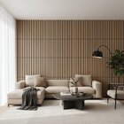 Ripado Acústico De Madeira Mdf Clara Com Base De Poliuretano