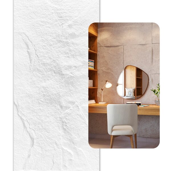 Rocha Leve Revestimento Pedra 3d Cor Branco 1.20m X 0 60m