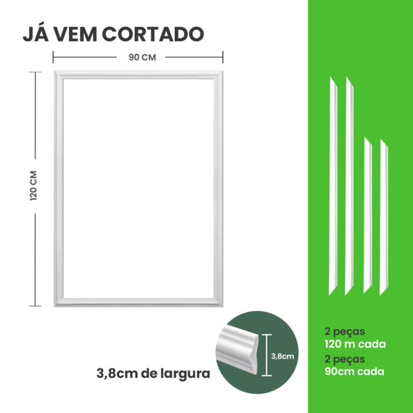 Roda Meio Boiserie Autocolante Kit Cortado 90x120cm Parede