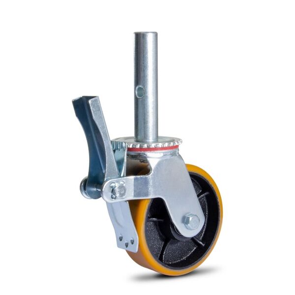 Roda Para Andaime Giratória Pino C/ Freio 150mm Pu Até350kg