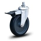 Roda Rodinha Giratória Pino Rosca C/ Freio Pvc 150mm 170kg