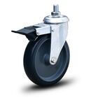 Roda Rodinha Giratória Pino Rosca C/freio Pvc 125mm Até170kg