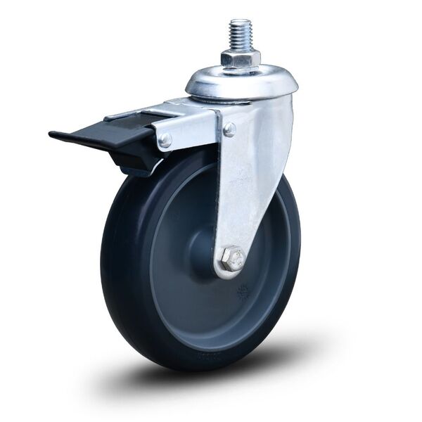 Roda Rodinha Giratória Pino Rosca C/freio Pvc 125mm Até170kg