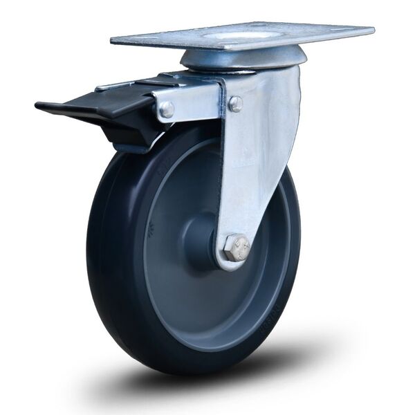 Roda Rodinha Giratória Placa C/freio Pvc 100mm Até 80kg