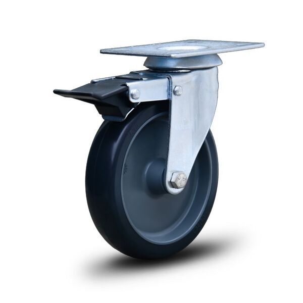 Roda Rodinha Giratória Placa C/freio Pvc 125mm Até75kg