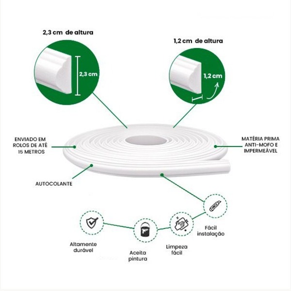 Rodameio Autocolante Flexivel Eva Rm61 2,3cm - 5 Metros