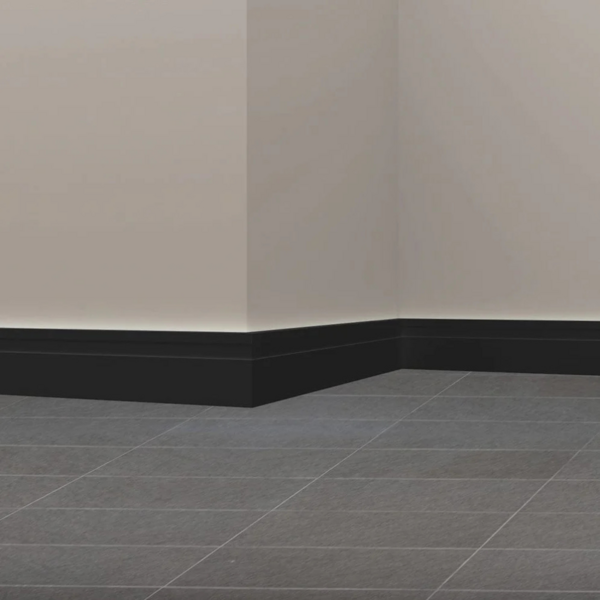 Rodapé De Eva Autocolante Preto Lambri Decorativo Acabamento