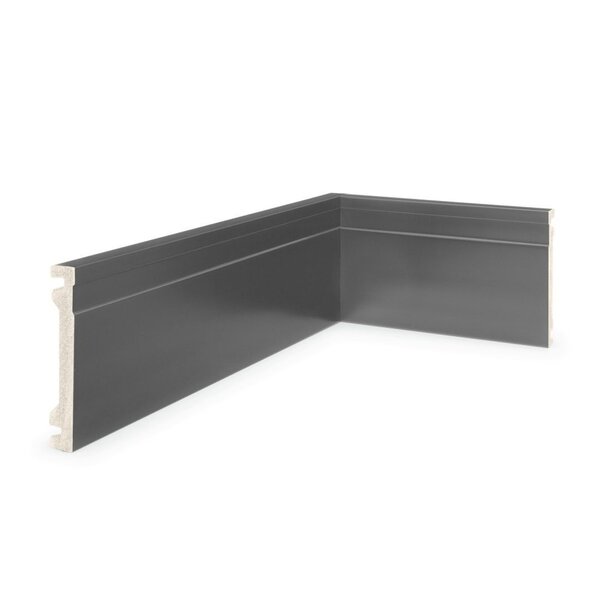 Rodapé De Poliestireno 10cmx15mmx2,40m Frisado Nfr   Cinza