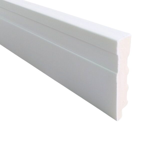 Rodapé De Poliestireno 7cm Branco Frisado - 2,4 Metros