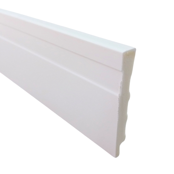 Rodapé De Poliestireno 7cm Branco Frisado - 2,4 Metros