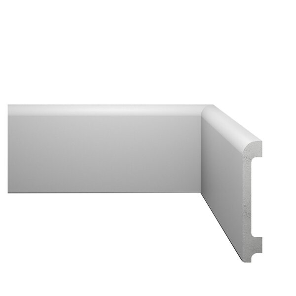 Rodapé De Poliestireno Arredondado 11cm X 18mm X 2,44m Liso E