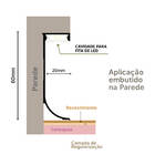 Rodapé Invertido Curvo Lete Em Aluminio Com Aba Para Led 60mm