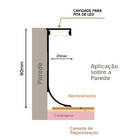 Rodapé Invertido Curvo Lete Em Aluminio Com Aba Para Led 60mm