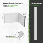 Rodapé Poliestireno 10cm Frisado Branco 60m Meu Rodapé