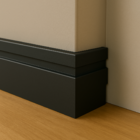 Rodapé Poliestireno 10cm Frisado Preto 1m Rm Decor