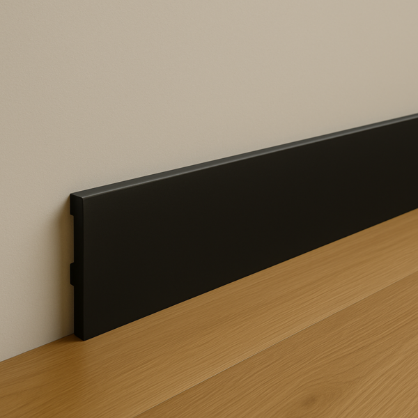 Rodapé Poliestireno 15cm Liso Preto 2m Rm Decor