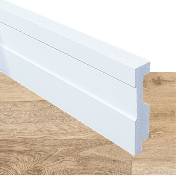 Rodapé Poliestireno 5cm de Altura Frisado Branco (5x1x240cm)