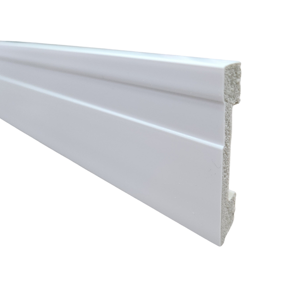 Rodape Poliestireno Slim Frisado 7cm Branco  2 Metros