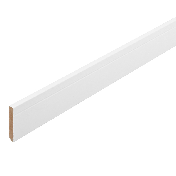 Rodapé de MDF Comum Frisado Revestido Branco 2,40x10x1,5 Moldurama