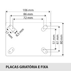 Rodízio 4'' (100mm) Giratório Placa 80x105, Roda 412 Bp Pvc -