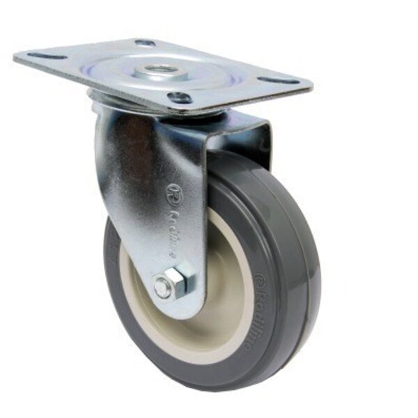 Rodízio 4'' (100mm) Giratório Placa 80x105, Roda 412 Bp Pvc -