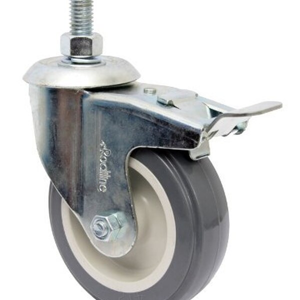 Rodízio 4'' (100mm) Giratório Rosca 1/2 Com Freio, Roda 412 B