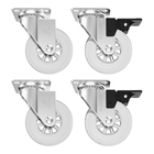 Rodízio com Chapa 55kg Silicone 2 com Freio e 2 sem Freio 75mm Incolor 4 peças