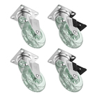 Rodízio com Chapa 55kg Silicone 2 com Freio e 2 sem Freio 75mm Incolor 4 peças